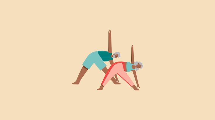 Rysunek dwóch osób ćwiczących skłony