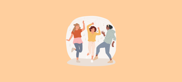 Rysunek trzech tańczących osób